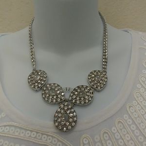 Silver Moonstone Pear Rhinestone Necklace